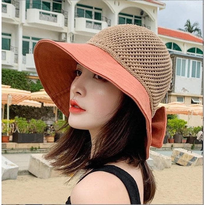 Mũ bucket nữ viền vải dạng lưới thời trang
