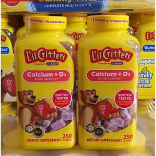 Date 12.2022] Kẹo dẻo bổ sung canxi cho bé L’il Critter Calcium +D3 Gummy Bears 250 viên