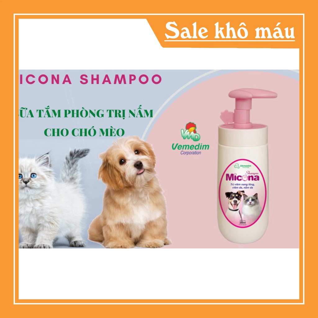 Sữa Tắm Viêm Da Nấm Da Cho Chó Mèo Micona Vemedim 200ml
