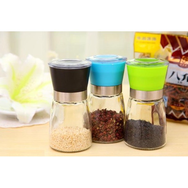Máy Xay Tiêu Mini-Lọ xay tiêu mini cầm tay chất liệu thủy tinh