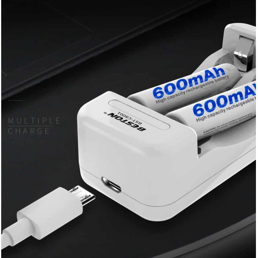 Bộ sạc pin 2 khe BESTON BST-C8001 ,Pin Sạc  AA 1200mah, có thể sạc từng viên.