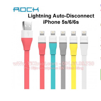 Cáp USB Lightning Rock Auto Disconnect có LED, Sạc iP.hone i.Pad Đầy Pin Tự Ngắt Sạc