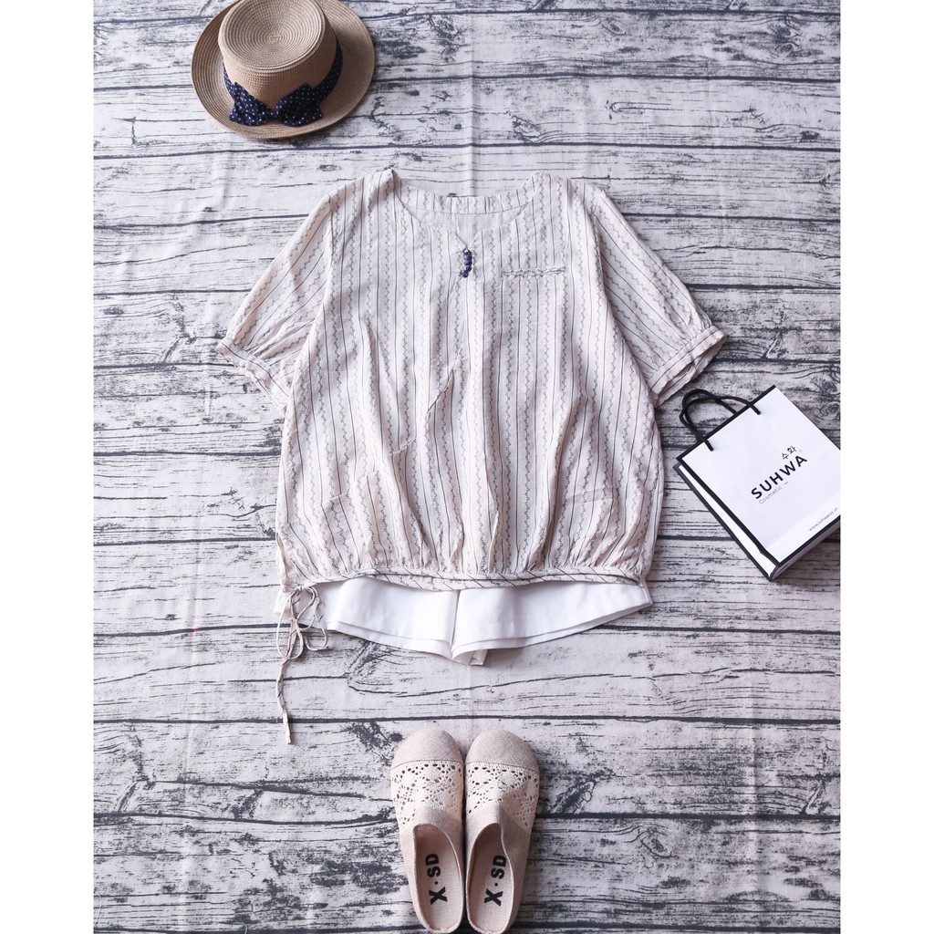 ÁO MORI QUẢ BÍ HỌA TIẾT NHỎ XÍU TAY BỒNG