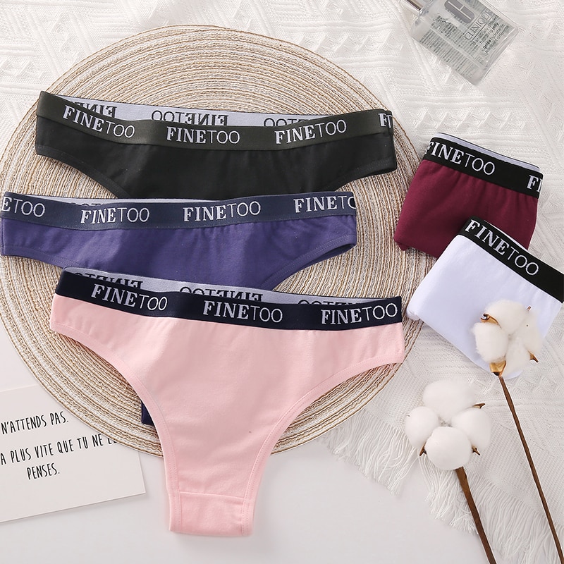 Set 2 Quần Lót FINETOO Cotton Lưng In Chữ Gợi Cảm M-XL