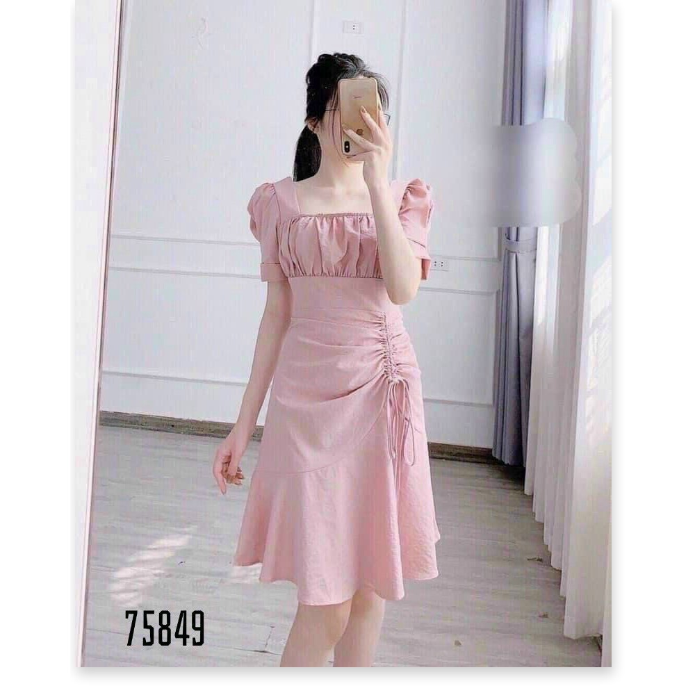 ĐẦM SUÔNG NỮ CỔ VUÔNG TAY BỒNG DỊU DÀNG SIÊU XINH HHP