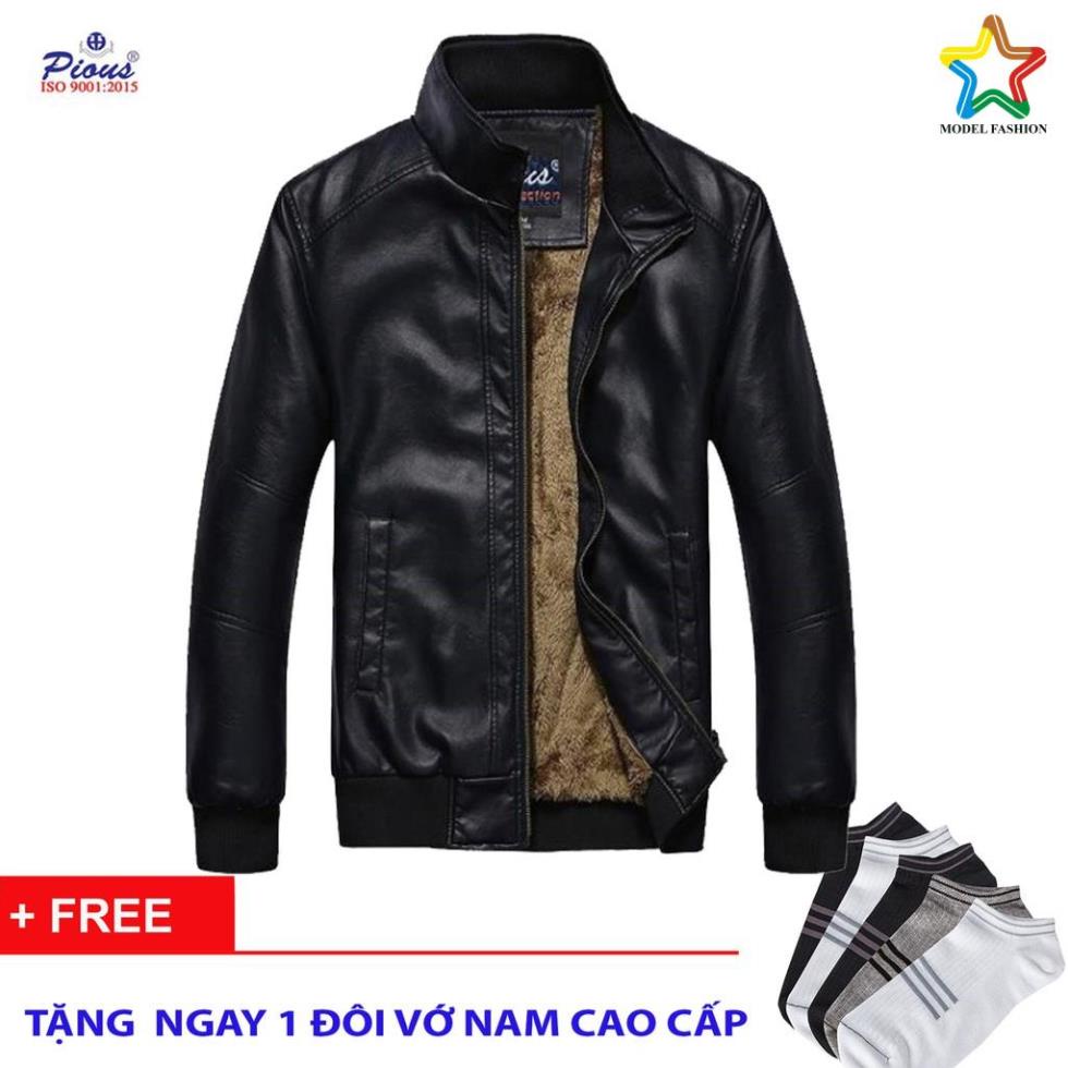 Áo Khoác Da Nam Lót Lông Cao Cấp MODEL FASHION AD77 ( nâu, đen)
