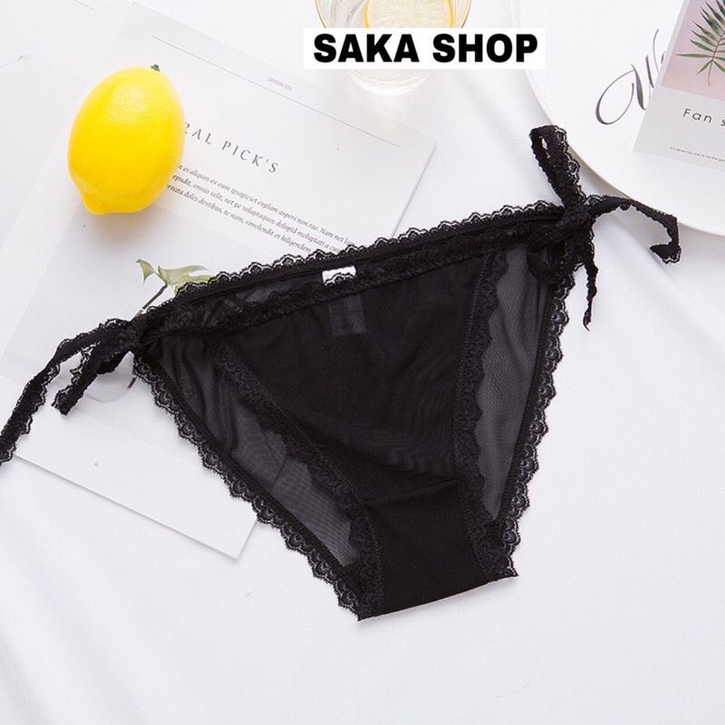 Quần lót nữ ren mỏng buộc nơ bên hông nhiều màu