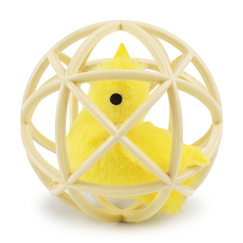 stock 【Fur Cat】Pet Toys  New Weird Electronic Simulation Sound Prisoner's Cage Woven Ball Cat Toy Spherical Prisoner's Cage Rabbit Skin Mouse