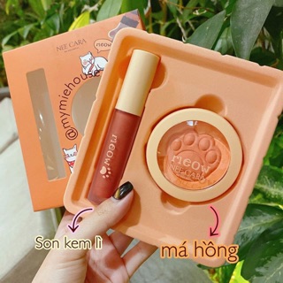 SET MAKE UP NEE CARA MEOW SON KEM LÌ + MÁ HỒNG SIÊU XINH