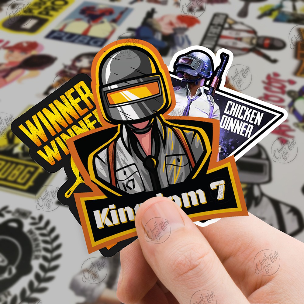 Combo 25/60/120 mẫu sticker hình dán chủ đề game PUBG chất liệu decal dán điện thoại. laptop, xe đạp,...