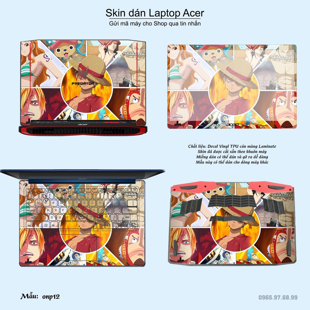 Skin dán Laptop Acer in hình One Piece nhiều mẫu 13 (inbox mã máy cho Shop)