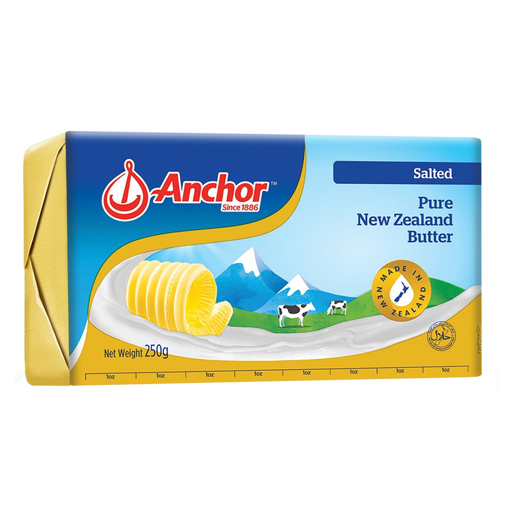 Bơ Mặn Anchor 250gr/ Pure New Zealand Butter - Nhập Khẩu Chính Hàng Anchor