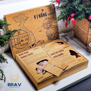 Hộp Quà Vị Nắng BRAV FOOD gồm 3 sản phẩm khô: Khô mực, Tôm khô và Khô cá thiều