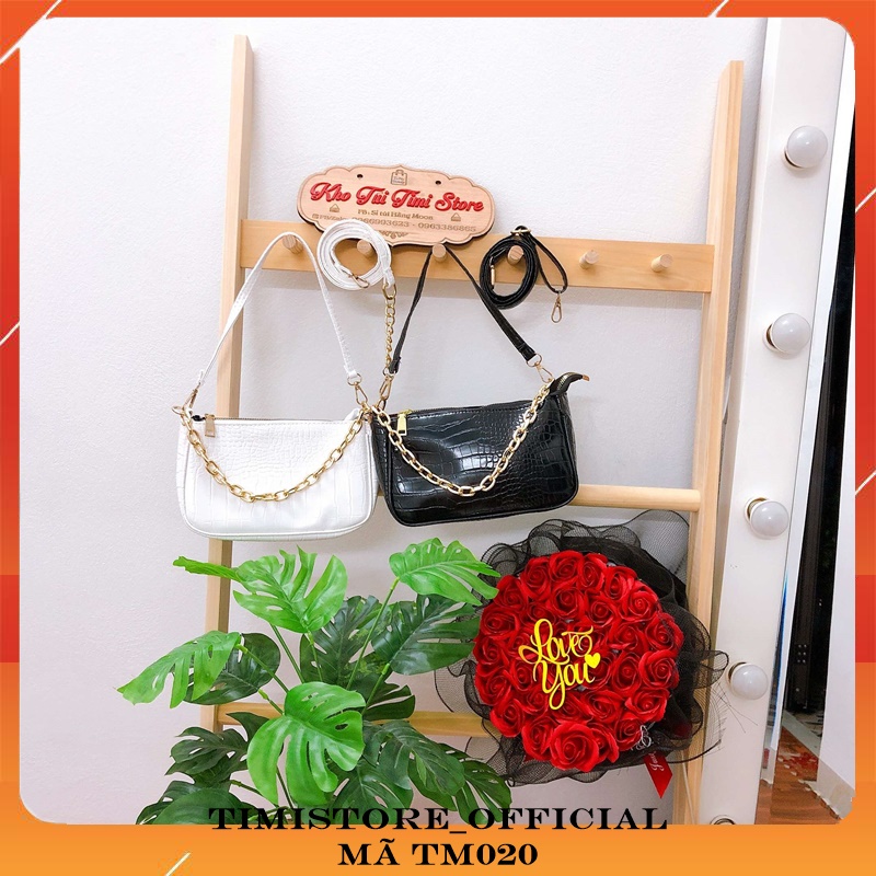 Túi kẹp nách nữ, túi xách đeo chéo khóa kéo da rắn kèm 2 dây thời trang hot trend TIMISTORE_ OFFICIAL-TM020