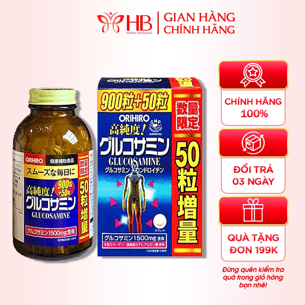 Viên bổ xương khớp Glucosamin 1500mg  Orihiro Japan loại 900 viên và loại 950 viên ORIHIRO NHẬT BẢN (date 2024)