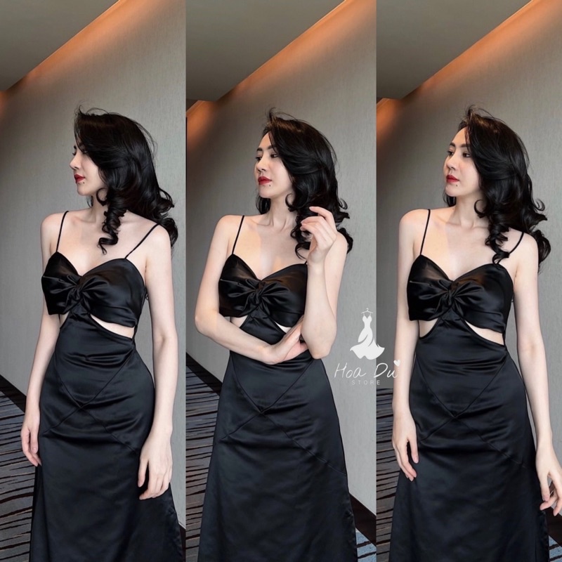 Đầm Maxi phi lụa 2 dây xoắn ngực cao cấp, đầm khoét eo sang chảnh cho nàng đi tiệc đi biển