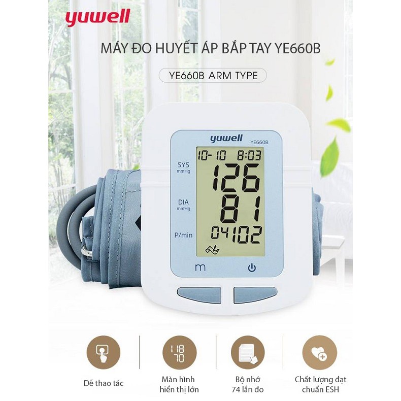 Máy đo huyết áp điện tử bắp tay Yuwell YE660B