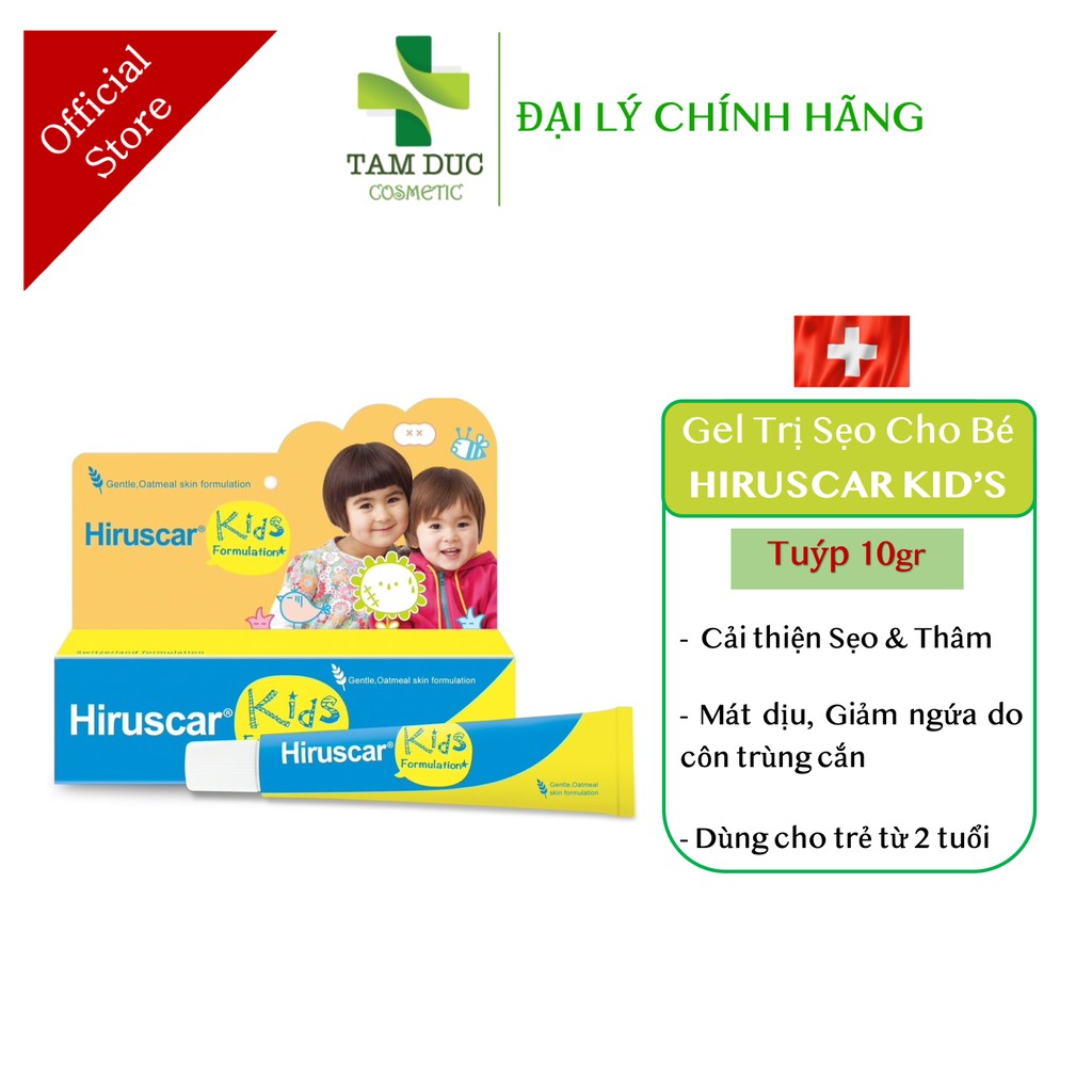 HIRUSCAR KIDS [Tuýp 5g] - Gel bôi sẹo và vết thâm, ngứa do côn trùng cắn [Hiruscar Kid, Hirusca]