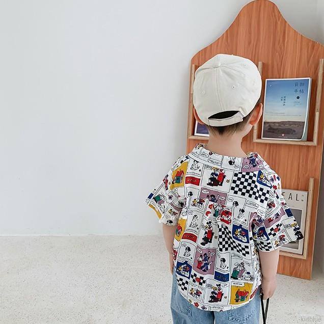 Áo sơ mi ngắn tay in họa tiết thời trang cho bé trai