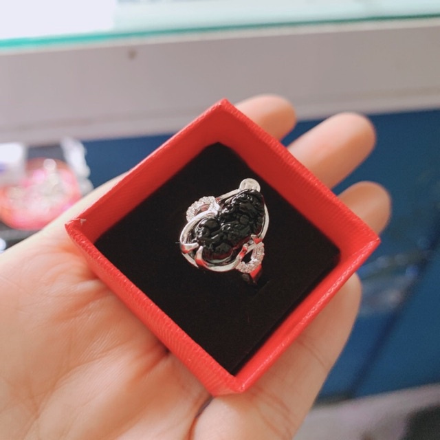 NHẪN TỲ HƯU ĐÁ PHONG THỦY BỌC BẠC TA