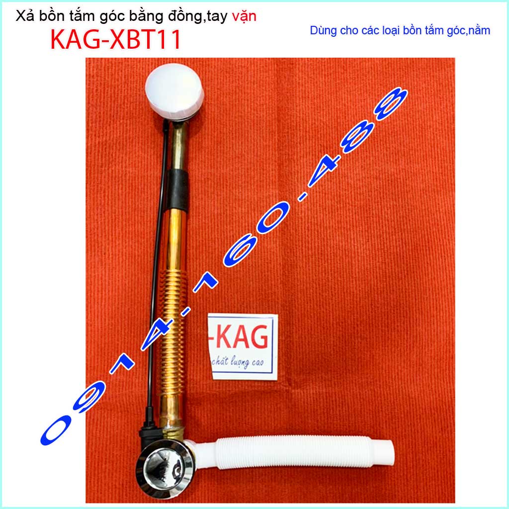 Xả bồn tắm góc KAG-XBT11 -Đồng, Bộ xả vặn bồn tắm nằm bằng thau siêu bền dùng cho bồn góc 90cm-1,2m-1,5m-1-6m