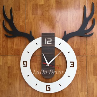 [Tặng Kèm Pin, Có Video] Đồng Hồ Gỗ Treo Tường Hình Sừng Hươu Mang Đến Phong Thủy Tốt Cho Gia Đình- NaNu