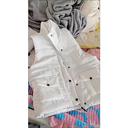 Áo phao gile nhung tăm ,khoác nữ  from nhỏ hàng quảng châu ulzzang .