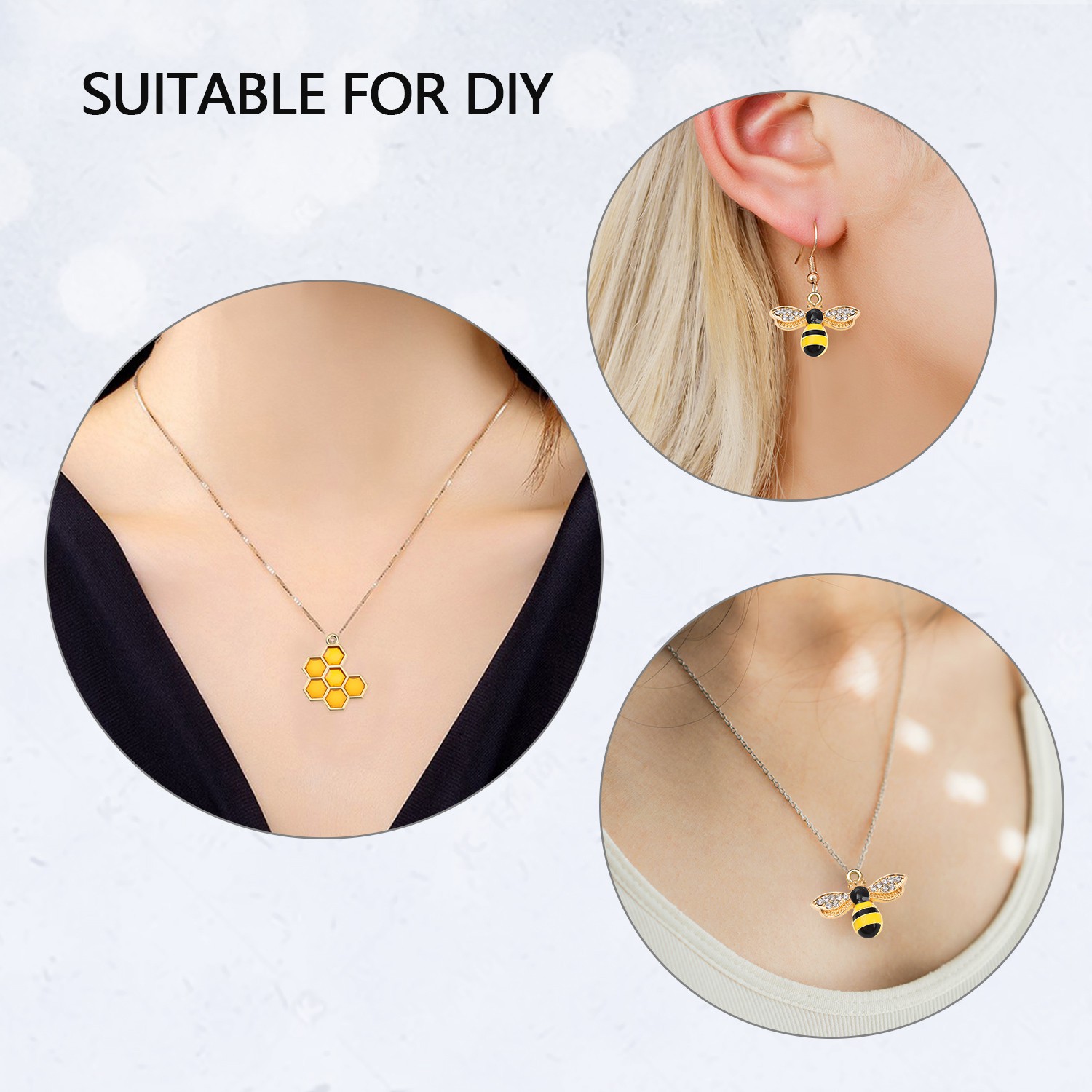 👗KAREN💍 40 Pcs Holes Pendants Bracelet Jewelry Making Charms Necklace Bee Earring|Honeybee