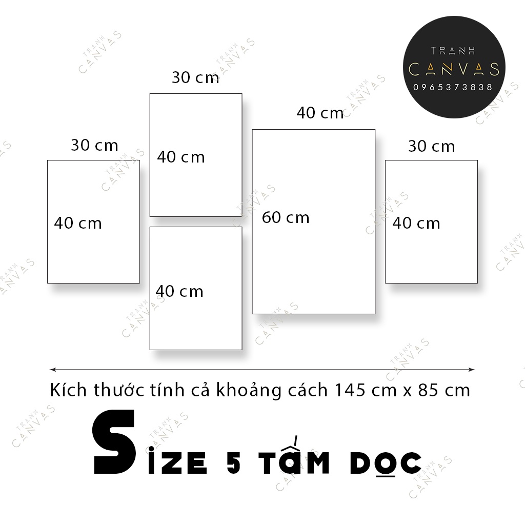 Tranh Treo Phòng Khách Bộ 5 tấm