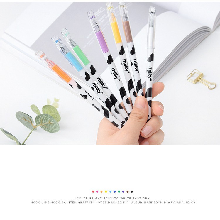 Bút Mực Gel Ngòi Bút 0.38mm Hình Bò Sữa H159