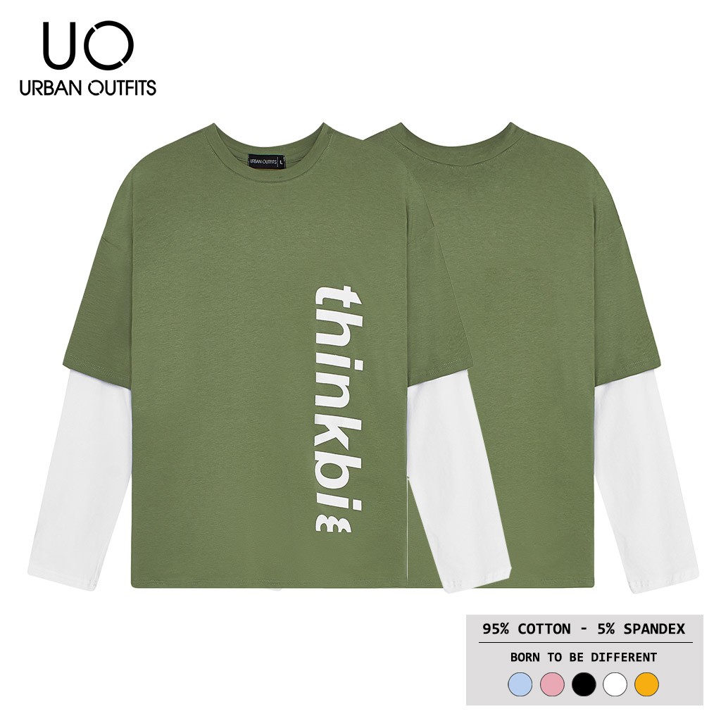 Hàng OUTLET 5 Màu TDO06 Áo Thun Tay Dài Phối Nam Nữ Form Rộng URBAN OUTFITS In Chữ Thinkbi 100 Cotton 4 Chiều | BigBuy360 - bigbuy360.vn