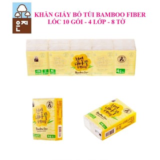  Khăn giấy tre Hàn Quốc BAMBOO FIBER - 1 lốc = 10 gói bỏ túi