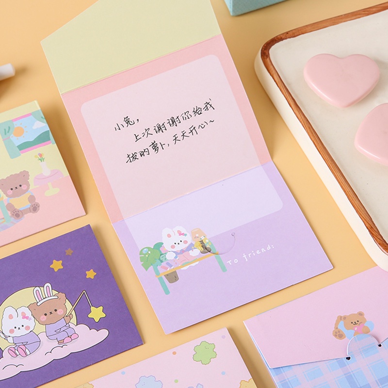 Set 6 thiệp chúc mừng Giáng Sinh hình thỏ và gấu dễ thương