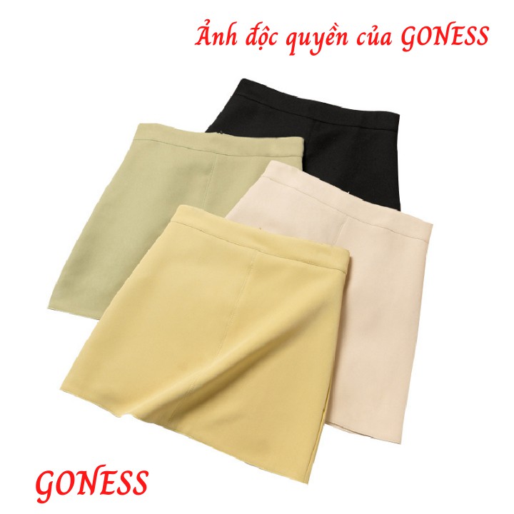 Chân váy chữ a Goness màu vàng chanh công sở thời trang