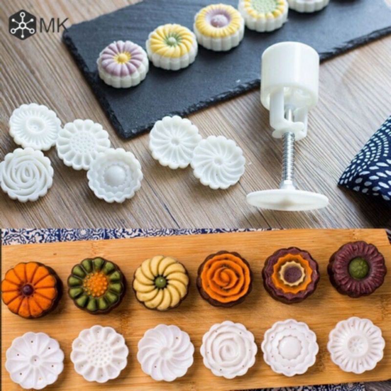 Khuôn trung thu hoa 3d 50g 6 mặt