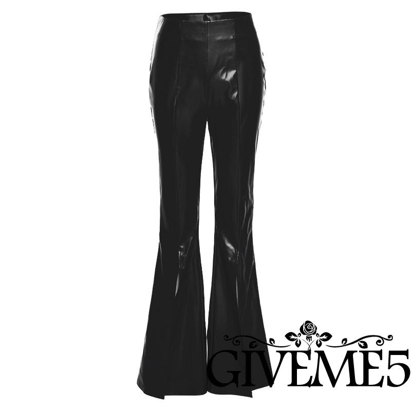 Quần dài nữ lưng cao ống loe xẻ tà cá tính thời trang