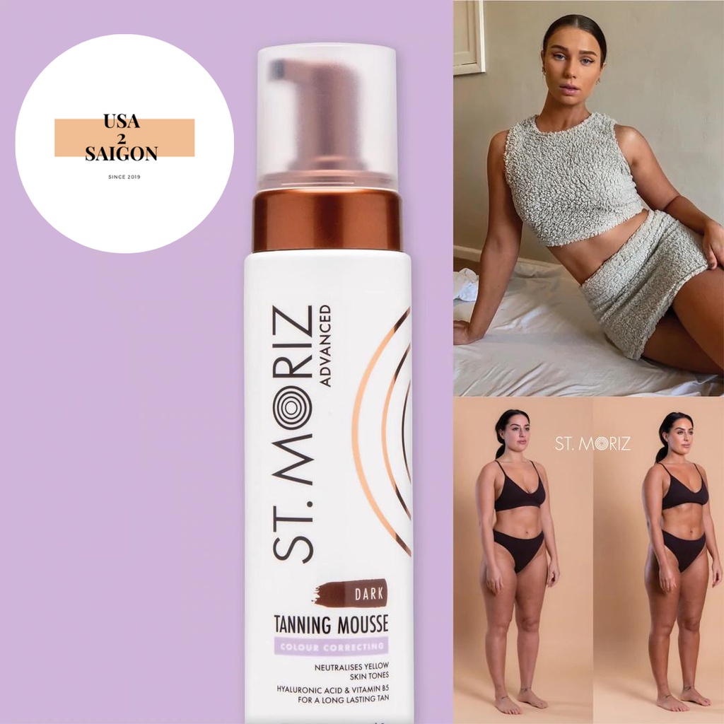 Nhuộm Nâu Self tanning St Moriz Advanced Colour Correcting Tanning Mousse 230ml