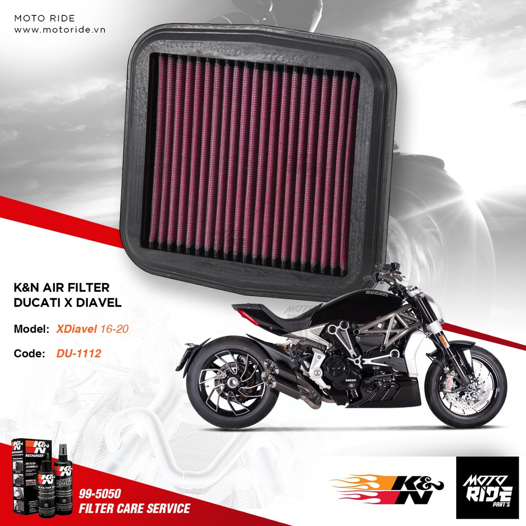 K&amp;N DU-1112 LỌC GIÓ ĐỘ CHO DUCATI PANIGALE / MULTISTRADA / XDIAVEL / SCRAMBLER 1100