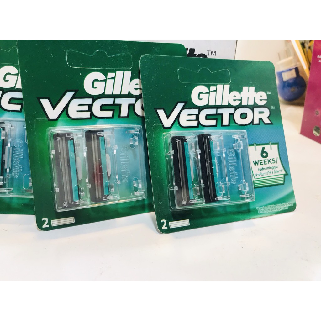 bộ 2 lưỡi dao cạo râu gillette vector lưỡi kép