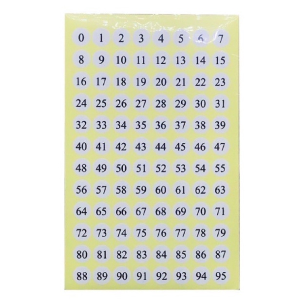 [Giao 2 Giờ] Giấy Decal Số Thứ Tự Từ 0 -&gt; 95 - Xấp 10 Tờ