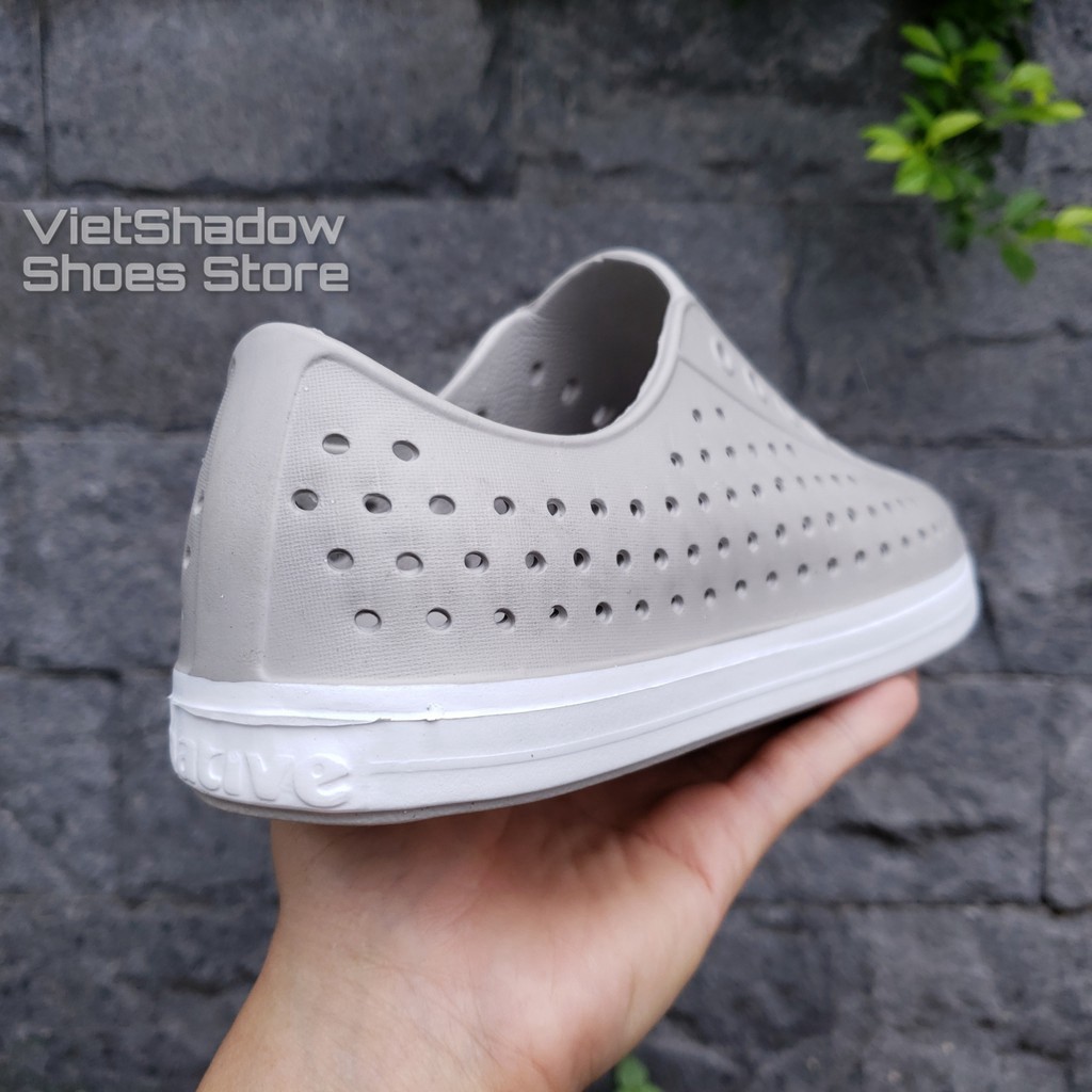 PR7 Giày nhựa đi mưa nam nữ WNC NATlVE - chất nhựa xốp siêu nhẹ, ko thấm nước - Màu xám nhạt 7