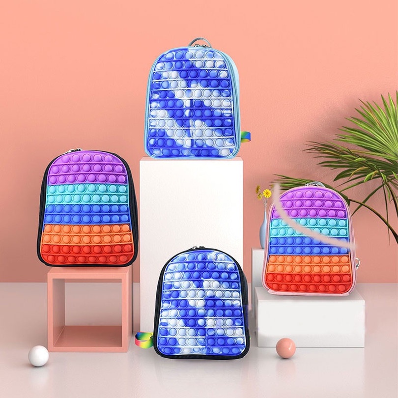 Pop it Balo đi học bằng silicon trang trí bóng nhấn đồ dùng học tập đồ chơi dành cho trẻ em