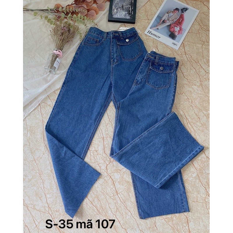 Quần Baggy Jean Nữ Bigsize 40kg Đến 80kg Lưng Cao Ống Rộng Túi Nắp Kiểu Hàng VNXK Ms105107