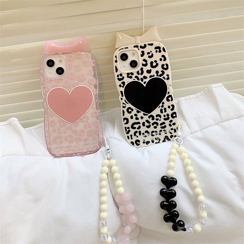 Ốp Điện Thoại Dẻo Viền Vuông In Họa Tiết Da Báo Kèm Dây Đeo Cho iPhone 13 12 11 Pro Max X Xs Max