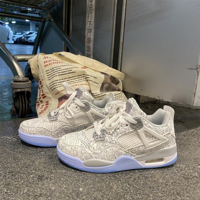 🚙 Giày Nữ Air Jordan 4 LASER đệm khí Cổ Thấp, Giày thể thao Nữ AJ Trắng Laser