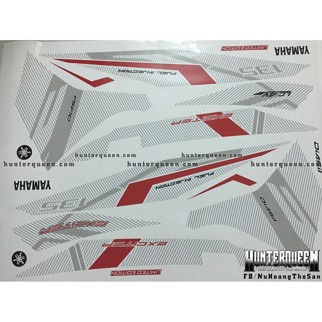 Tem rời Exciter 135 đời 2011-2014. Dán xe trắng RC 2016