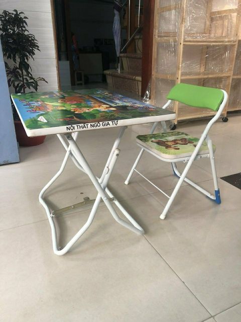 Bộ bàn ghế trẻ em xếp gọn phù hợp bé 3 - 10 tuổi 47wood | BigBuy360 - bigbuy360.vn