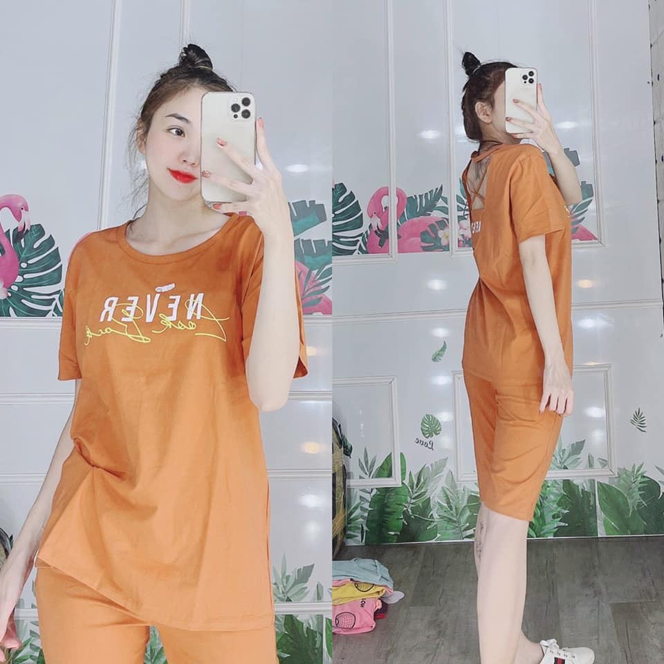 Đồ bộ cotton lửng dây đan thời trang- Hàng y hình