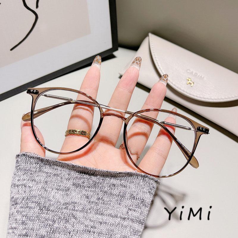 【Chất lượng sang trọng】Gọng kính mắt thời trang nam nữ  dáng tròn cá tính chất liệu nhựa dẻo