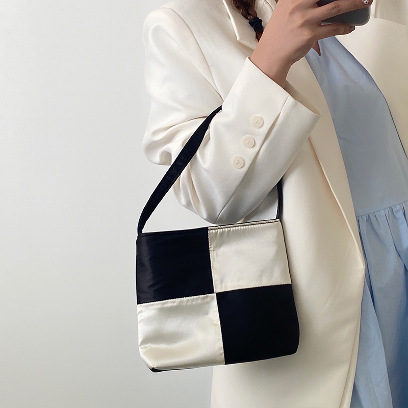 Túi xách IELGY vải nylon thiết kế họa tiết kẻ caro thời trang đa năng